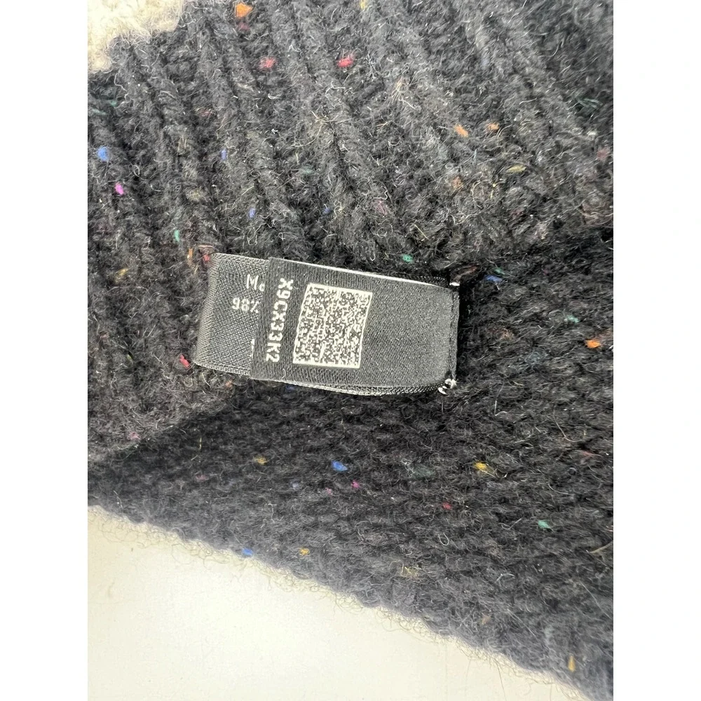Chanel 2022 Cashmere Silk CC Logo Black Ecru Speckled Beanie Hat